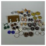 Lot of Costume Jewelry Earrings | Many pairs of earrings and clip-ons, including hoops, dangling ear