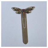 BRASS DRAGONFLY BOOKMARK | Brass bookmark with dragonfly on top. - w. 3 x l. 5.25 in