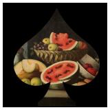 AMERICAN SCHOOL PRIMITIVE STILL LIFE (19th Century) | Tabletop still life with watermelons, fruits, 