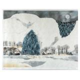YASU EGUCHI (Japanese, B. 1938) Serigraph | White Village. Serigraph on paper. 23.25 x 30.25 in. sig