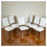 (6pc) CALLIGARIS ITALIAN MID-CENTURY MODERN DINING CHAIRS | Set of 6 white leather dining chairs by 