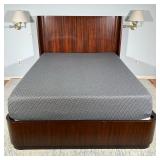 ETHAN ALLEN QUEEN BED FRAME | Queen bedframe with full skirt and curved headboard. - h. 52 x w. 64 x