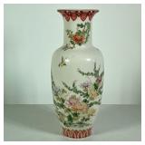 ASIAN FLORAL VASE | Cracked glaze vase decorated with flowers & birds with gilt accents - h. 12.5 x 