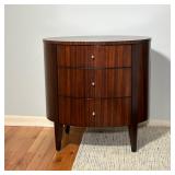 ETHAN ALLEN SIDE TABLE | Oval side table with 3 drawers and inlay top - h. 26.5 x w. 21 x l. 26 in