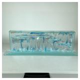 OCEAN GLASS ART | Colorful ocean-themed glass art - h. 8.25 x w. 4 x l. 26 in