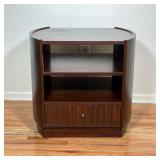 ETHAN ALLEN SIDE TABLE | Having 2 open shelves over drawer and curved sides - h. 24.5 x w. 21 x l. 2