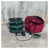 CHRISTMAS LIGHTS | 3 spools of white LED Christmas lights with outdoor extension cord and carrying c