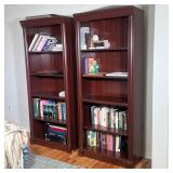 (2pc) PAIR OF BOOKSHELVES | Pair of wood bookshelves with 5 shelves each - h. 71.25 x w. 14 x l. 29.