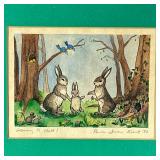 PAULA DECKER EVERITT PRINT | Learning To Walk! Print. 4 x 5.5 in. sight. Signed & titled on bottom -