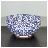 LARGE ART POTTERY BOWL | Large ceramic bowl with blue pattern, marked on bottom “Gaetano Pottery” - 