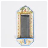 Rosemarie Torre Miniature Mirror | Hand-painted mirror with shelf, signed and dated 1980 on verso.- 