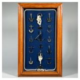 MINIATURE MODEL BOAT ANCHORS | Shadowbox framed display of miniature model ship