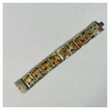PAINTED MOTHER OF PEARL BRACELET | Mother of pearl bracelet paint decorated with equestrian scenes -