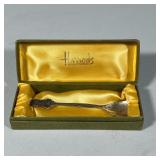 HARRODS STERLING SPOON | Sterling souvenir demitasse spoon in a conforming silk-lined box, the handl