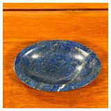 CARVED LAPIS LAZULI ASHTRAY | w. 2.5 x l. 3.5 in