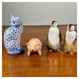 (4pc) CERAMIC ANIMALS | Including: pair of penguins marked on bottom “Made in Russia”, ceramic pig c
