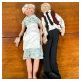 PAIR GRANDMA & GRANDPA DOLLS | Pair of stylized dolls depicting grandmother and grandfather. - h. 28