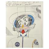 MANNER OF SAUL STEINBERG | Lithograph and possibly pencil / colored pencil on paper, with art on bot