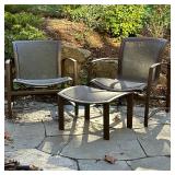 (3pc) Brown Jordan Chair & Ottoman | Two spring rocking lounge chairs and a matching footrest. - h. 