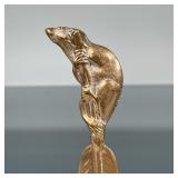 BRASS LETTER OPENER | Victorian era (or style) brass letter opener in the form of a rat perched upon