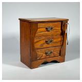 MINIATURE SIDE-LOCK CHEST | Chest with Walnut case and oak drawers. Brass handles and side locks wit