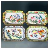 (4pc) CHINESE ENAMELED DISHES | Shaped enameled porcelain dishes decorated en famille rose, includin