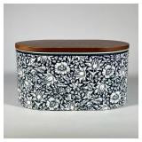 WILLIAM SONOMA X MORRIS & CO. BREAD BOX | Ceramic bread box decorated with botanical motif, gilt rim