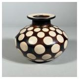 PERUVIAN SIGNED VASE | Signed "Jose Paz A / Chucucanas" having brown glaze with a spotted design. - 