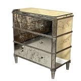 CURREY & CO. MIRRORED CHEST | Antiqued mirrored accent chest designed by Currey & Company, three dra