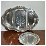 (2pc) SILVERPLATE ITEMS | Including a Wilcox, three compartment well and tree platter with scroll ap