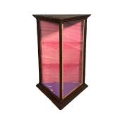 TRIANGULAR ANTIQUE TABLETOP DISPLAY CABINET | Of unusual form, having three interior shelves and wit