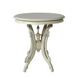 WHITE PAINTED ROUND CENTER TABLE | Vintage chic center or side table. - h. 28 x dia. 27 in