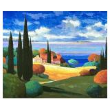 MAX HAYSLETTE (American, b. 1930), PRINT | Italian countryside. Serigraph on paper. 19 x 24 in. sigh