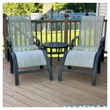 (5pc) WINSTON "SLING" EVOLUTION OUTDOOR ARM CHAIRS & TABLE | Including: pair of Winston Evolution Co