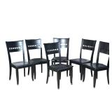 (6pc) BERMEX CUSTOM BLACK DINING CHAIRS | Made in Canada, six dining side chairs with black painted 