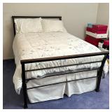 CRATE & BARREL METAL BED FRAME | Bedframe of simple modern design, having a curved headboard and foo