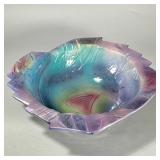 HARRIS-CIES 1987 POST MODERN CENTER BOWL | Abstract form center bowl with colorful pastel glaze and 