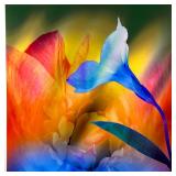 CONTEMPORARY LUCITE FLOWER ART | A contemporary artwork featuring an abstract floral composition ren