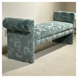 CHRISTOPHER HYLAND WINDOW BENCH | A custom upholstered widow bench, in a Christopher Hyland fabric, 
