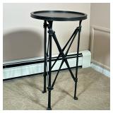 POTTERY BARN METAL SIDE TABLE | Round metal side table from pottery barn with x-stretchers. - h. 24 