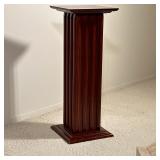 GRAIN PAINTED SQUARE DISPLAY COLUMN | Dark wood grain painted pedestal with a square base and top. -