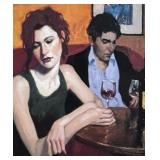 ED MARTINEZ ART PRINT | Blue Dancers. Art poster print in frame. 10 x 8.5 sight. Showing two figures