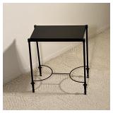 WROUGHT IRON STONE TOP MINI TABLE | Small side table with a black stone top on a black wrought iron 