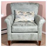 BRAXTON CULLER ARMCHAIR | Mint green suede upholstered armchair by Braxton Culler Furniture. - h. 35