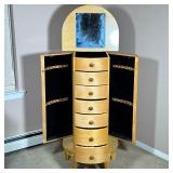 POWELL FITTED JEWELRY CABINET | Jewelry storage chest of modern design, having a flip top with mirro