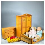 LARGE LOT DOLL ITEMS, FURNITURE & ACCESSORIES | A collection of doll-related items, including three 