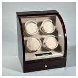 CHIYODA WATCH WINDER | Chiyoda watch winder for 4 watches with acrylic window, lacquered wood frame 