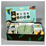 NIB MAGPIE ESPRESSO CUPS | New in box Magpie Birdy ceramic espresso cup set with 4 cups & saucers. -