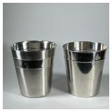 (2pc) SMALL METAL WASTEBASKETS | Decorative metal waste bins ideal for a powder room. - h. 11 in (ta