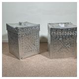 (2pc) PAIR PUNCHED TIN DECORATIVE BOXES | h. 19 x w. 16 x d. 16 in